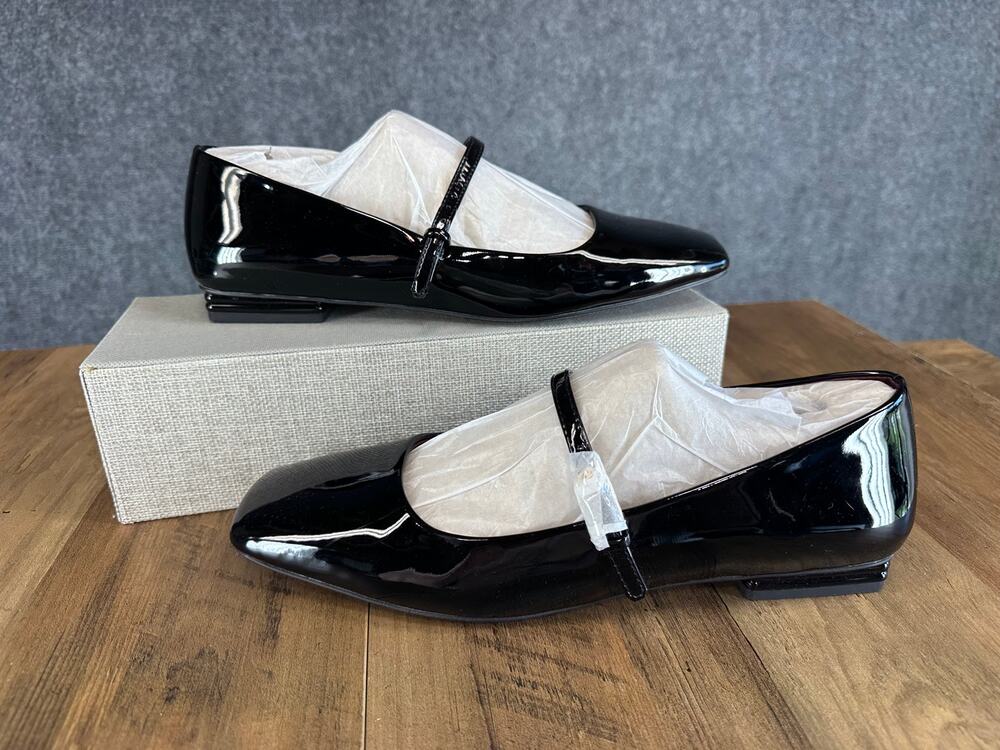 Franco Sarto Tinsley Mary Jane Flats 9.5 M Black Patent Square Toe NEW IN BOX